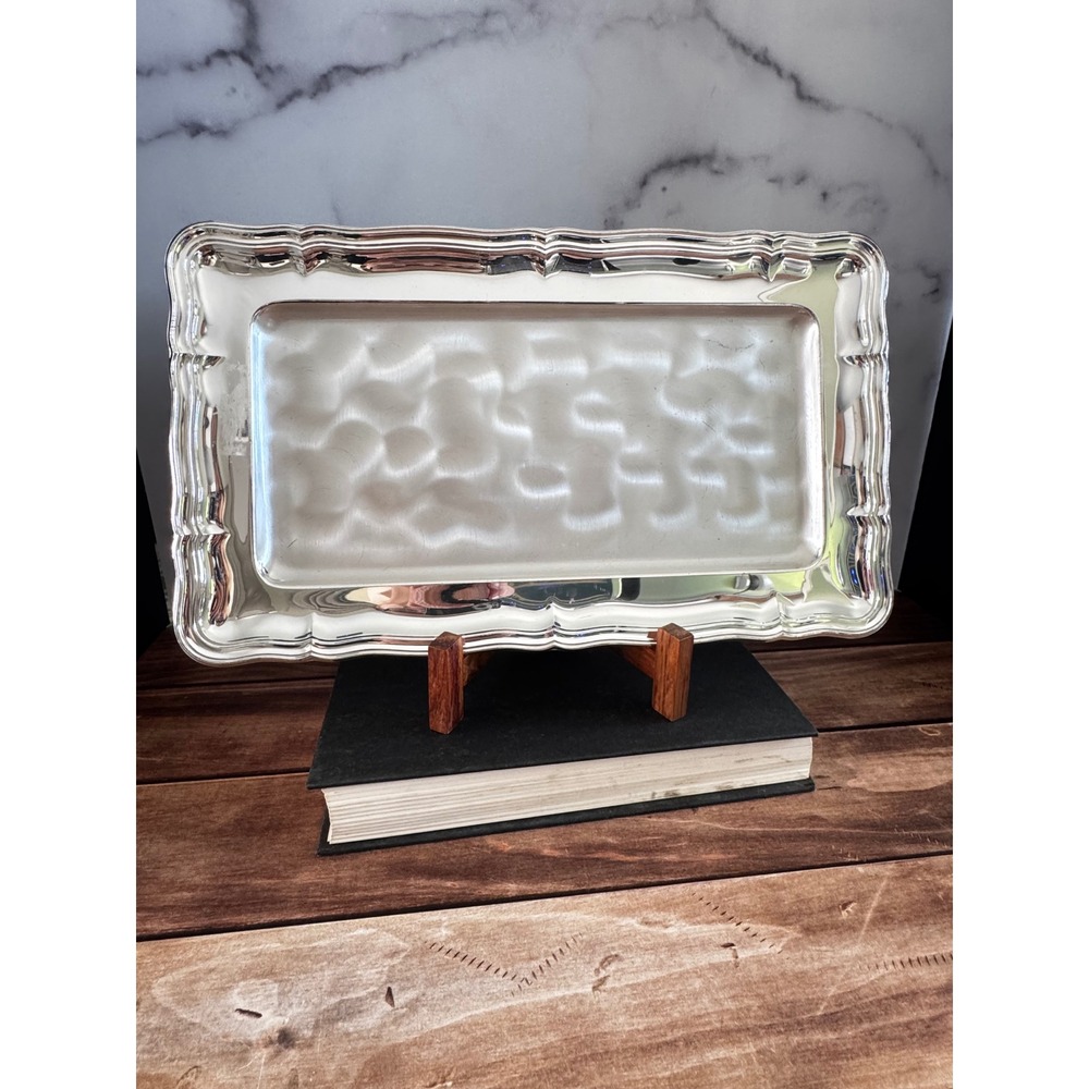 WMF Ikora Silverplated Rectangular Serving Tray Scalloped Rim Germany 7459
